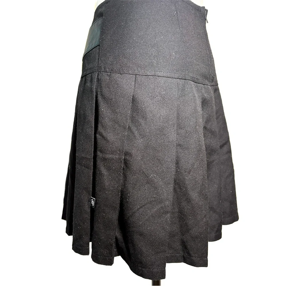 Royal Bones by Tripp Mini Skirt | Black Pleated with Chain | Size Large